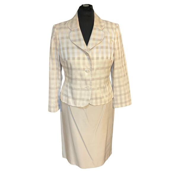 Kim Rogers Skirt Suit 2 Piece Set Shimmer Check Career Wear Size 12 - Picture 1 of 11